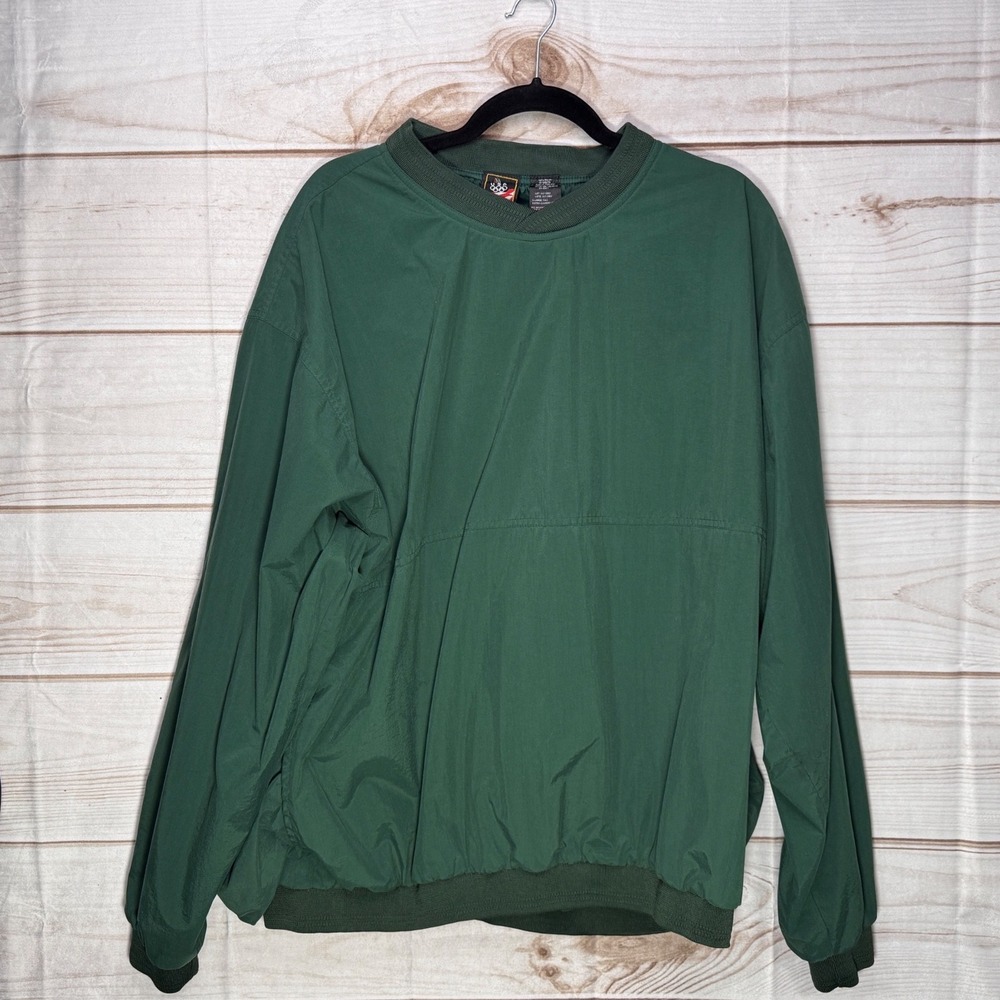 Vintage USA Olympics JCPenney Green Nylon Windshirt Pullover Mens XL Tall